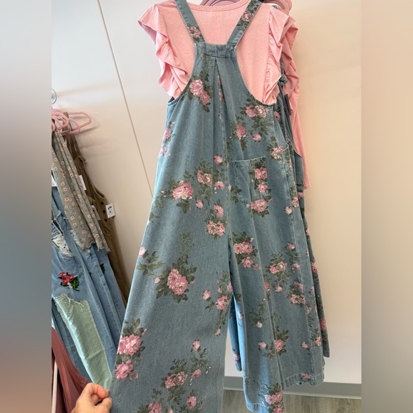 BiBi Floral Denim Jumpsuit/New Wih Tags. - Picture 8 of 9
